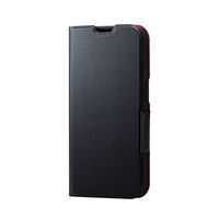 iPhone14 Pro ケース カバー レザー 手帳型 マグネット 耐衝撃 衝撃吸収 軽量 薄型 ブラック エレコム 1個（直送品）