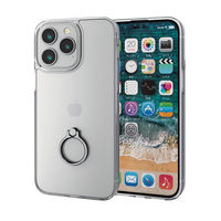 iPhone14 Pro Max ケース カバー ハイブリッド 耐衝撃 超衝撃吸収 リング付 シルバー エレコム 1個（直送品）