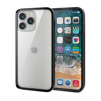 iPhone14 Pro Max ケース ハイブリッド 360度全面保護 カメラ周り保護 背面ガラスクリア 黒 エレコム 1個（直送品）