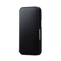 iPhone14 Pro Max ケース カバー レザー 手帳型 マグネット 耐衝撃 ストラップホール付 ブラック エレコム 1個（直送品）