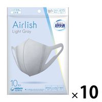 超快適 Airlish（エアリッシュ） ライトグレー 立体型 ふつうサイズ 1セット（10枚入×10袋）ユニ・チャーム 日本製