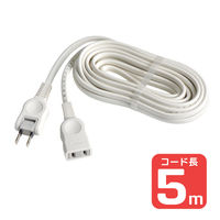 朝日電器（ELPA）　電源延長コード　2P式/1個口/5m/トラッキング防止プラグ/ホワイト　W-1515NB(W) 5本