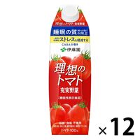 【機能性表示食品】伊藤園 充実野菜 理想のトマト キャップ付き 1L 1セット（12本）