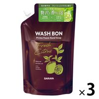 WASH BON（ウォッシュボン） プライムフォーム ハンドソープフレッシュシトラス 詰替 500mL 1セット（3個） サラヤ