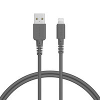 MOTTERU シリコン製USB-A to Lightningケーブル 1m スモーキーブラック MOT-SCBALG100-BK 1個（直送品）