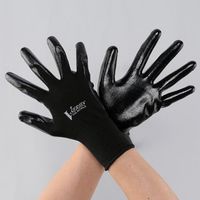 エスコ [M/220mm] 手袋(ニトリルゴムコーティング/黒) EA354DE-6 1セット(30双)（直送品）