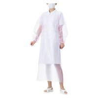 アスクル　ポリエチレンガウン 袖ゴム Lサイズ　ピンク　大きめ　使い捨て　PE　長袖　袖付き　ディスポ　感染対策　1箱（10枚入） オリジナル