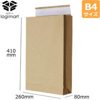 ロジマート 宅配袋小 B4 未晒120g【400枚】260×80×410＋60　シール付き 205-400 1セット（直送品）