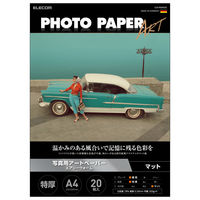プリンター用紙 写真用紙 A4 20枚 マット 写真用アートペーパー 特厚手 ホワイト EJK-AWA420 エレコム 1個