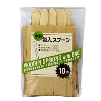 使い捨てスプーン 木製 袋入 10本入 15.8cm Green Select 392635 1個 大和物産（取寄品）