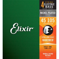 Elixir エリクサー ベース弦 NANOWEBコーティング ニッケル Ex.Long Light/Med 045-105 #14087（直送品）