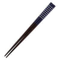 イシダ 箸 18cm ランチタイム 白ライン 子供用 先角 木製 天然木 日本製 ブルー 361676 1個（取寄品）