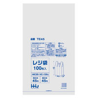 レジ袋 53x29.5cm マチ14.5cm 厚さ0.016mm 100枚入り 西日本45号 東日本45号 取っ手付き 白（取寄品）