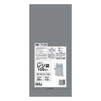 レジ袋 40x18cm マチ12cm 厚さ0.02mm 100枚入り 西日本30号 東日本12号 取っ手付き シルバー（取寄品）