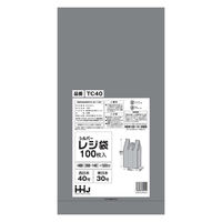 レジ袋 50x26cm マチ14cm 厚さ0.02mm 100枚入り 西日本40号 東日本30号 取っ手付き シルバー（取寄品）