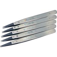 トラスコ中山 TRUSCO まとめ買い ESDチップピンセット 先細型 先端幅0.6mm 5本入り EP-0.6-M5 1セット(5本)（直送品）