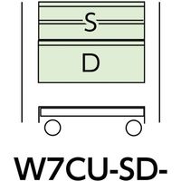 山金工業 ヤマテック スペシャルワゴン 移動式 キャビネット浅型2段×1台、超深型1段×1個グリーン W7CU-SD-G 1台 868-3687（直送品）