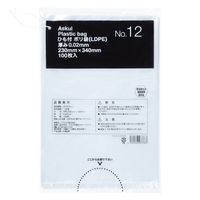 【ポリ袋】アスクル 吊るしひも付き規格袋 LDPE 0.02mm厚 12号 透明 1袋（100枚入） オリジナル