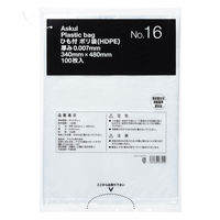 【ポリ袋】アスクル ひも付き規格袋エコノミータイプ HDPE 0.007mm厚 16号 半透明 1袋（100枚入） オリジナル