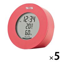 タニタ 温湿度計 時計 温度 湿度 デジタル 卓上 マグネット ピンク TT-585-PK 5個