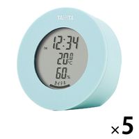 タニタ 温湿度計 時計 温度 湿度 デジタル 卓上 マグネット ライトブルー TT-585-BL 5個