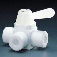 フロンケミカル フッ素樹脂（PTFE）三方ボールバルブ RC3/8 パーフ NR0002-005 734-4023（直送品）