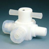 フロンケミカル フッ素樹脂（PTFE）オス三方バルブ圧入型 12φ×R3/ NR0012-004 734-4392（直送品）