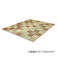 イケヒコ 純国産 い草ラグカーペット 『Fブロック2』 ブラウン 約191×250cm（裏：ウレタン） 1枚（直送品）