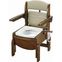 リッチェル 木製トイレ きらく コンパクト 肘掛跳ね上げ 暖房便座 18570　【トイレ用品】介援隊カタログ T0810（直送品）