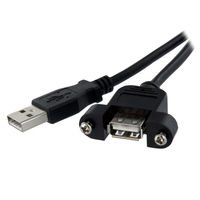 Startech.com パネルマウント用USB2.0ケーブル A-A メス/オス ブラック