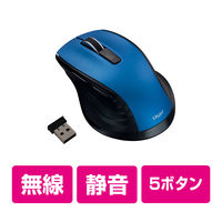 ナカバヤシ F_line 無線 ワイヤレス 静音5ボタンBlueLEDマウス Mサイズ ブルー MUS-RKF144BL 1個（直送品）