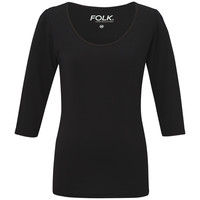FOLK（フォーク） ぽかぽかレディスカットソー（7.5分袖） ブラック S スクラブインナーTシャツ 1枚（直送品）