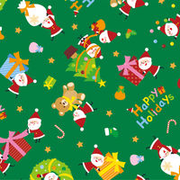 ササガワ クリスマス包装紙 リトルサンタ緑 半才判 49-3062 1包（50枚入）（取寄品）