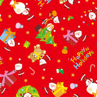 ササガワ クリスマス包装紙 リトルサンタ赤 全判 49-4061 1包（50枚入）（取寄品）