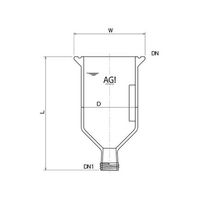 旭製作所 円錐形反応容器(45°)攪拌バッフル付 3954ー2000ー45C 3954-2000-45C-A 1個 61-4719-08（直送品）