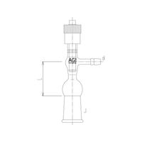 旭製作所 高真空グリースレスバルブ付排気管 メス 芯棒材質:PTFE