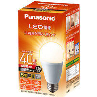 パナソニック LED電球E26広配光タイプ40形電球色 LDA4LGEW