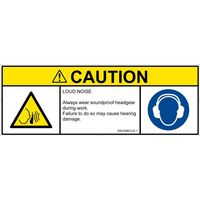 PL警告表示ラベル（ISO準拠）│騒音による危険:突然の騒音│ID0105621│注意│Lサイズ│英語（マルチシンボルマーク）│4枚（直送品）