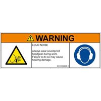PL警告表示ラベル（ISO準拠）│騒音による危険:突然の騒音│ID0105622│警告│Mサイズ│英語（マルチシンボルマーク）│6枚（直送品）