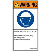 PL警告表示ラベル（ISO準拠）│指示事項:頭部の保護具を着用│IY0304912│警告│Lサイズ