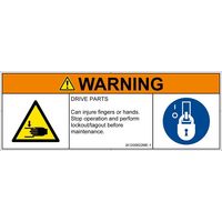 PL警告表示ラベル（ISO準拠）│機械的な危険:はさまれ│IA1200622│警告│Mサイズ