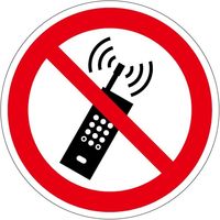 PL警告表示ラベル（ISO準拠）│禁止事項:携帯電話の電源を入れない│IZ22│Lサイズ│シンボルマーク│20枚 IZ22L-1（直送品）
