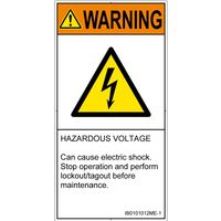 PL警告表示ラベル（ISO準拠）│電気的な危険:感電│IB0101012│警告│Mサイズ│英語（タテ）│10枚 IB0101012ME-1（直送品）