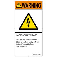 PL警告表示ラベル（ISO準拠）│電気的な危険:感電│IB0101012│警告│Lサイズ│英語（タテ）│6枚 IB0101012LE-1（直送品）