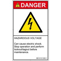 PL警告表示ラベル（ISO準拠）│電気的な危険:感電│IB0101013│危険│Sサイズ│英語（タテ）│16枚 IB0101013SE-1（直送品）