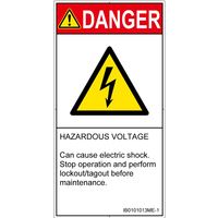 PL警告表示ラベル（ISO準拠）│電気的な危険:感電│IB0101013│危険│Mサイズ│英語（タテ）│10枚 IB0101013ME-1（直送品）