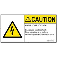 PL警告表示ラベル（ISO準拠）│電気的な危険:感電│IB0101001│注意│Lサイズ│英語（ヨコ）│6枚 IB0101001LE-1（直送品）