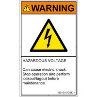 PL警告表示ラベル（ISO準拠）│電気的な危険:感電│IB0101012│警告│Sサイズ│英語（タテ）│16枚 IB0101012SE-1（直送品）