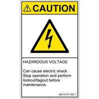 PL警告表示ラベル（ISO準拠）│電気的な危険:感電│IB0101011│注意│Sサイズ│英語（タテ）│16枚 IB0101011SE-1（直送品）