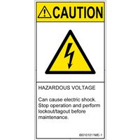 PL警告表示ラベル（ISO準拠）│電気的な危険:感電│IB0101011│注意│Mサイズ│英語（タテ）│10枚 IB0101011ME-1（直送品）